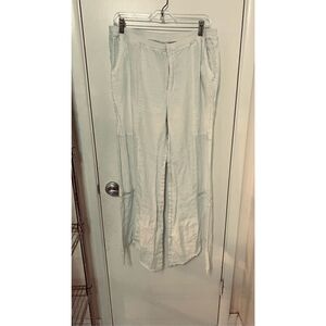 Mind Set By XCVI White Linen Bell Bottom Boho Pants L